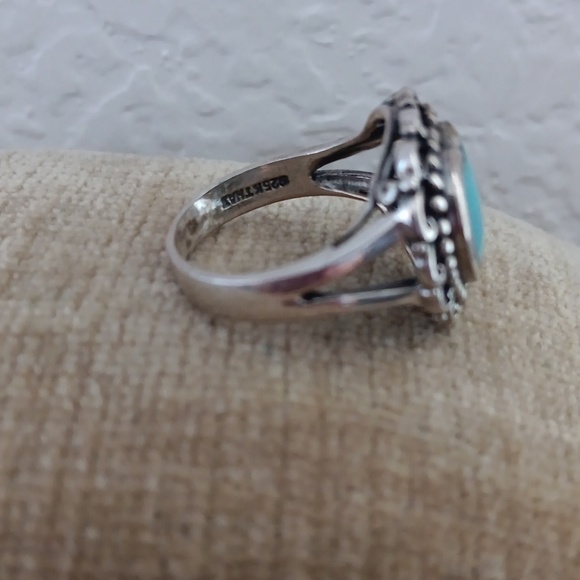 925 Thai Silver Turquoise Heart Ring - Picture 6 of 10